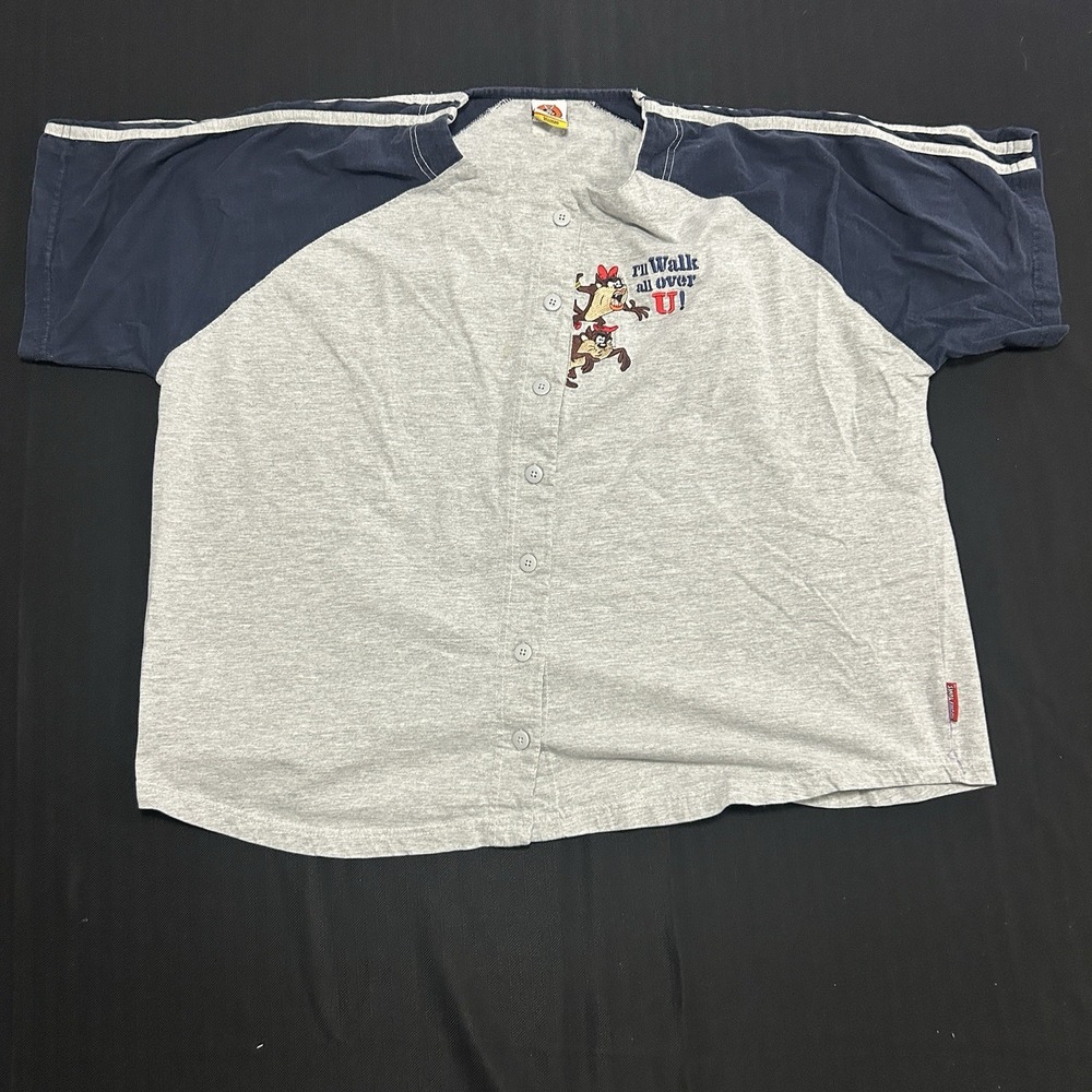 Vinage Looney Tunes Baseball Style Shirt Buttons Women's XL 90s Graphic